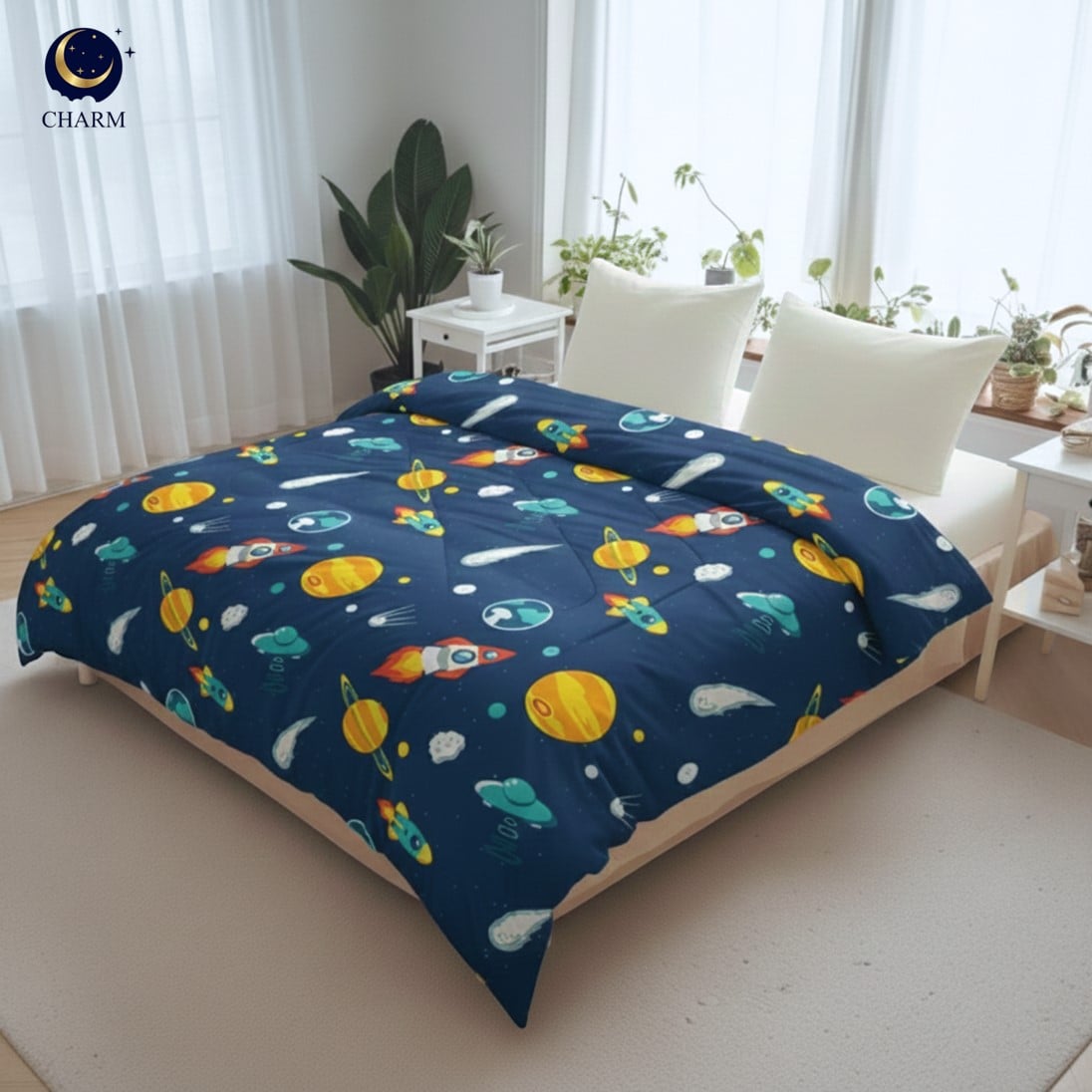 ผ้าห่มนวม 150×200 ซม. (5 ฟุต) CHARM ลาย GALAXY คอลเลคชั่น DREAMY_2
